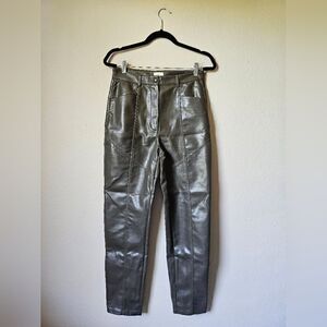 Wilfred Grey Green Faux Leather Pants Size 8